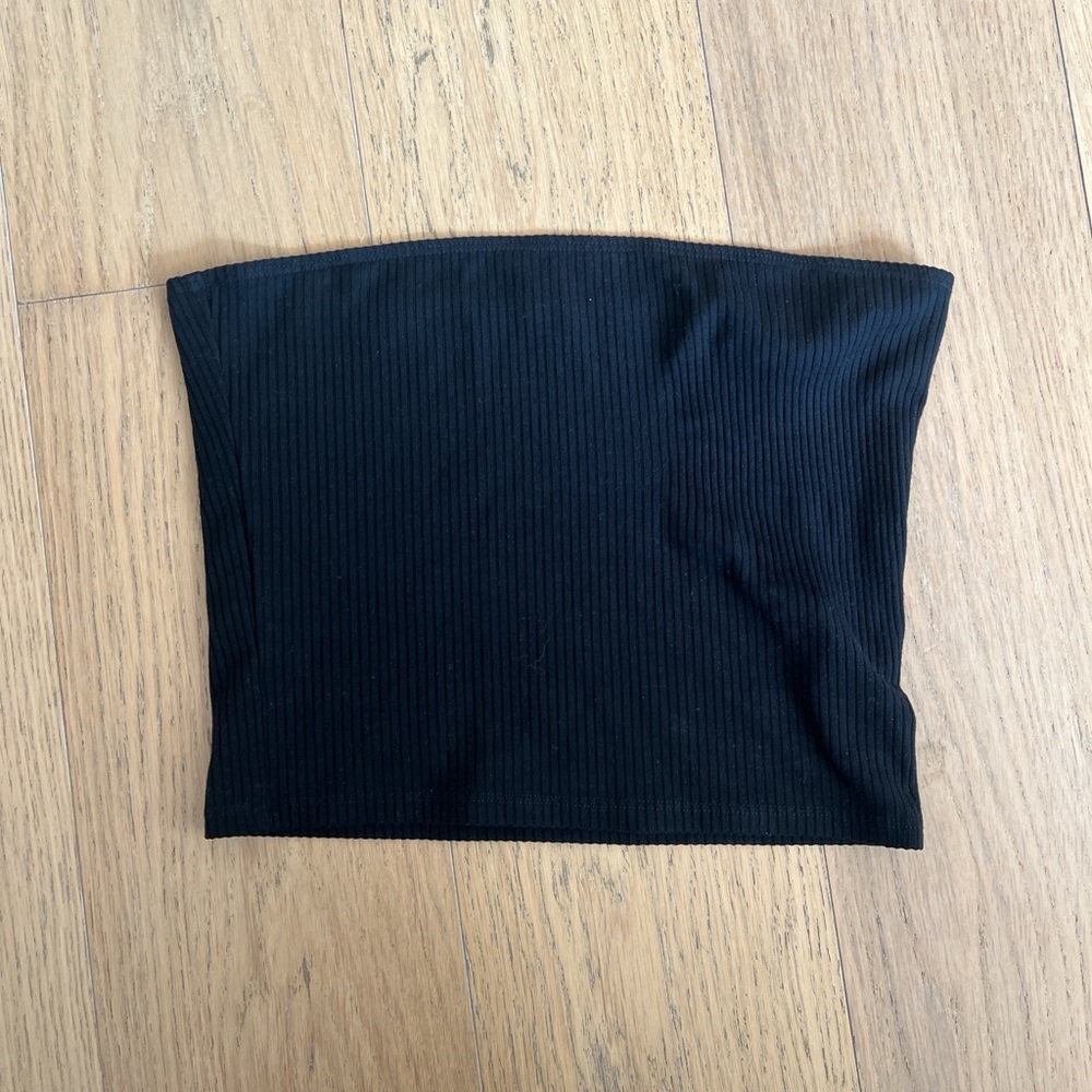 Reformation Black Ribbed Tube Top